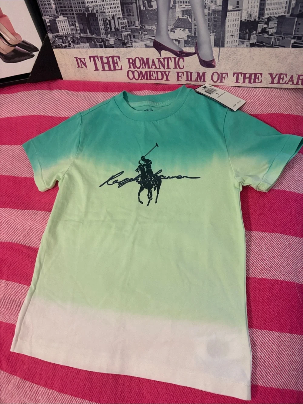 Ralph Lauren Green Ombre Polo Player Tee - Mint to Seafoam sweatshirt, shirt